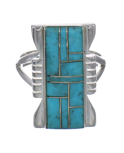 Authentic Sterling Silver Southwest Turquoise Ring Size 8-3/4 RX62247